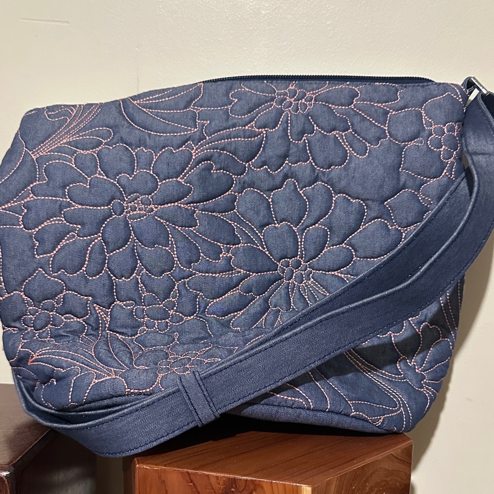 Vera Bradley Navy Floral Stitch Shoulder Bag